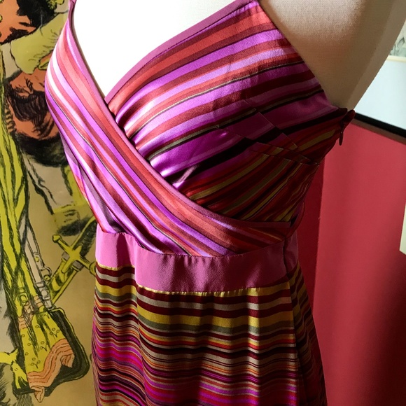 NWT, Banana Republic, Silk Pink Strip Slip Dress - Picture 2 of 5